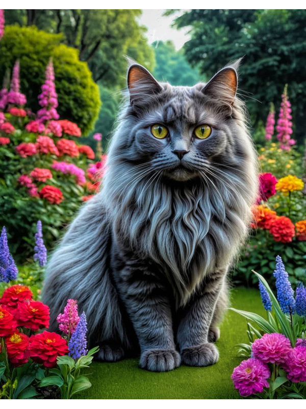 Angora Cat and Kitten Portrait Paintings