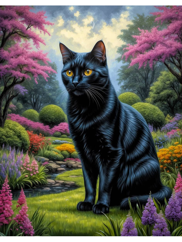 Black Cat and Kitten Portrait Paintings