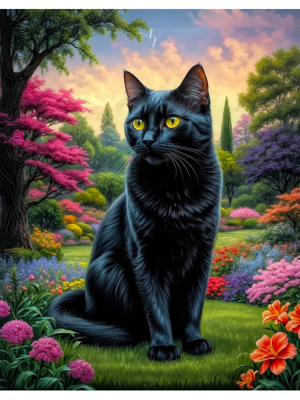 Black Cat and Kitten Portrait Paintings