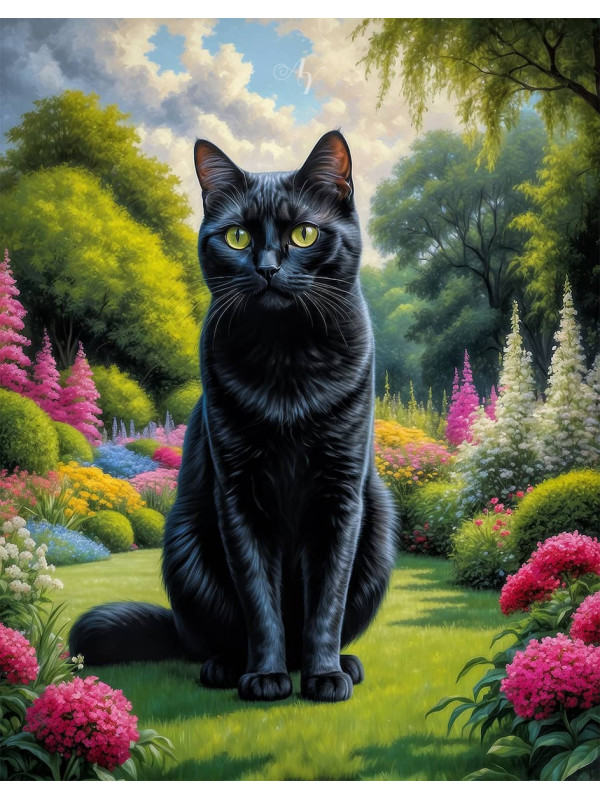 Black Cat and Kitten Portrait Paintings