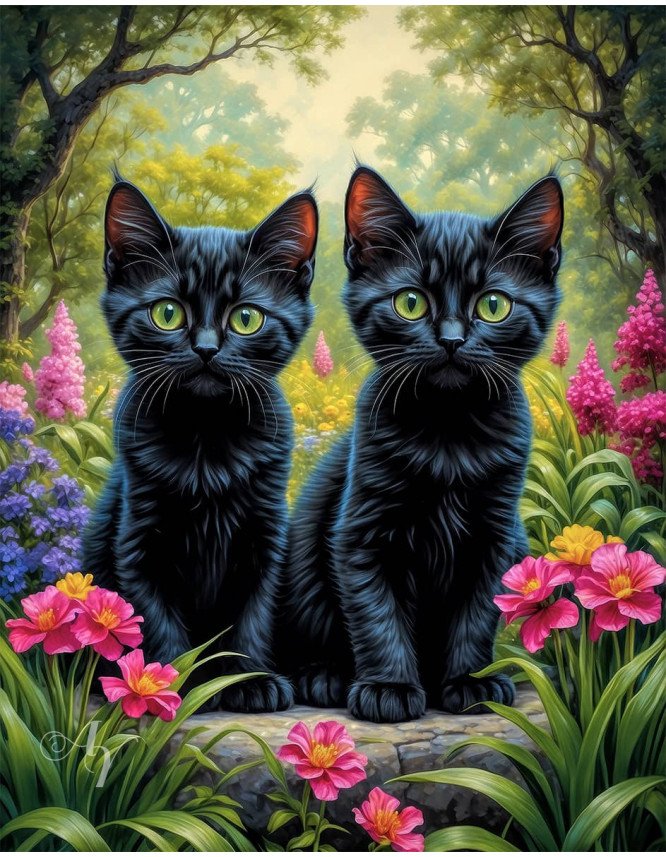 Black Cat Portrait Paintings