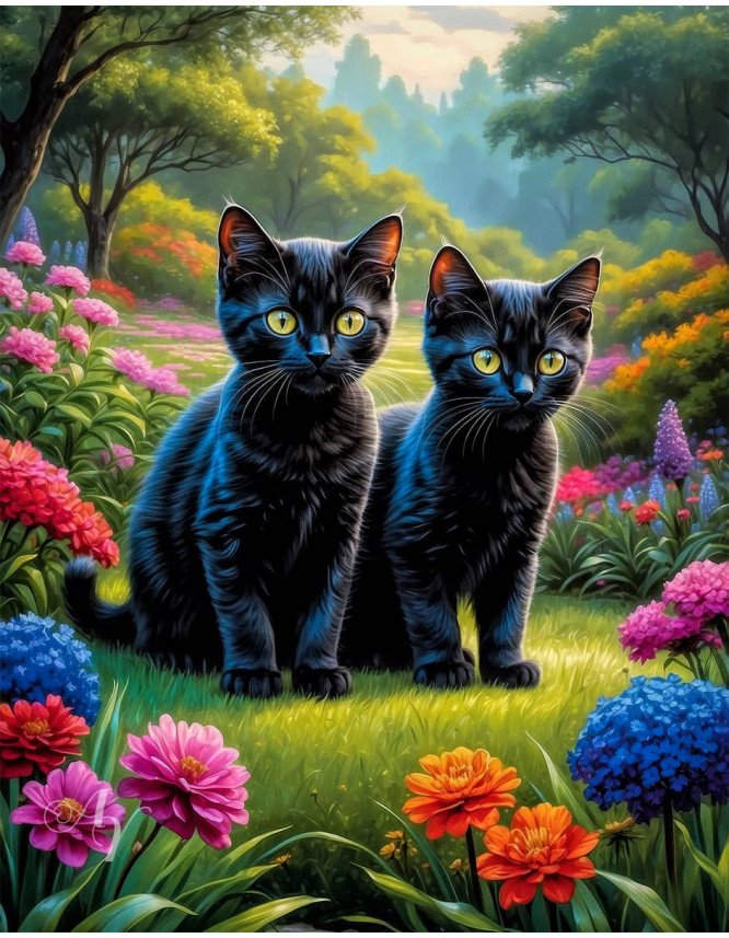 Black Cat Portrait Paintings