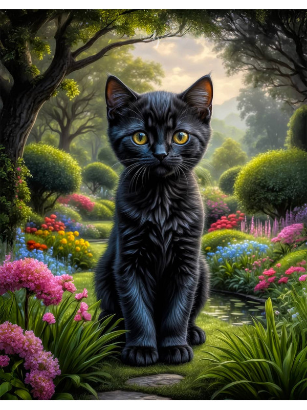 Black Cat and Kitten Portrait Paintings