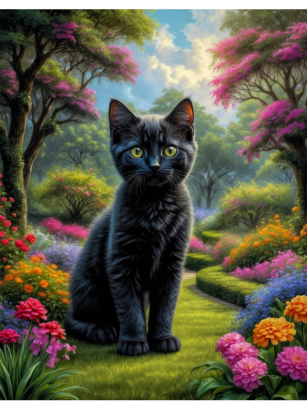 Black Cat and Kitten Portrait Paintings