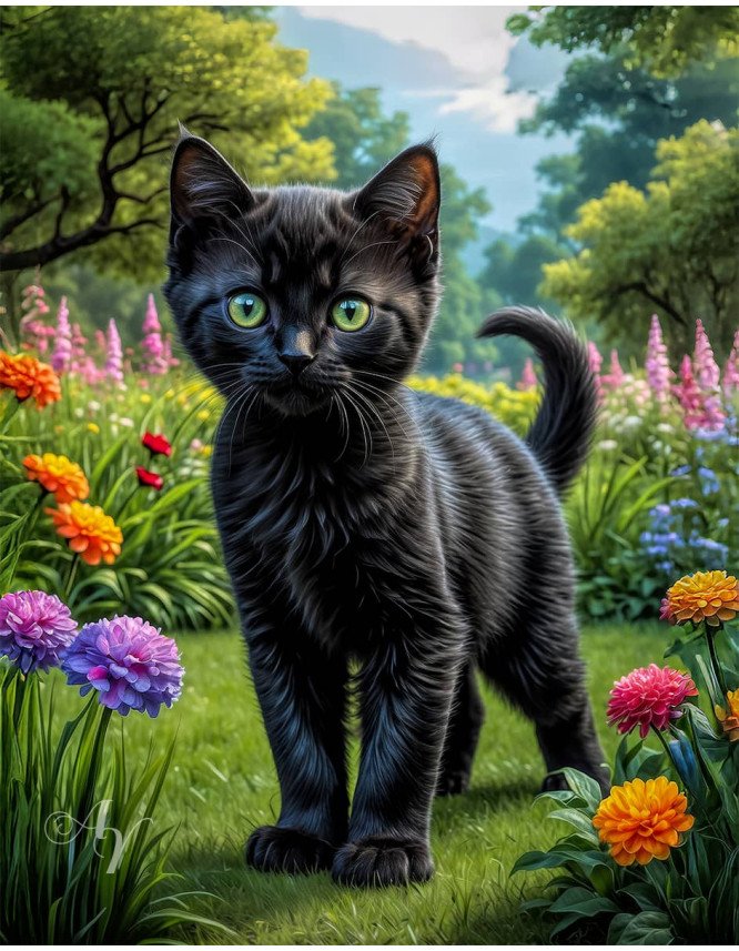 Black Cat Portrait Paintings