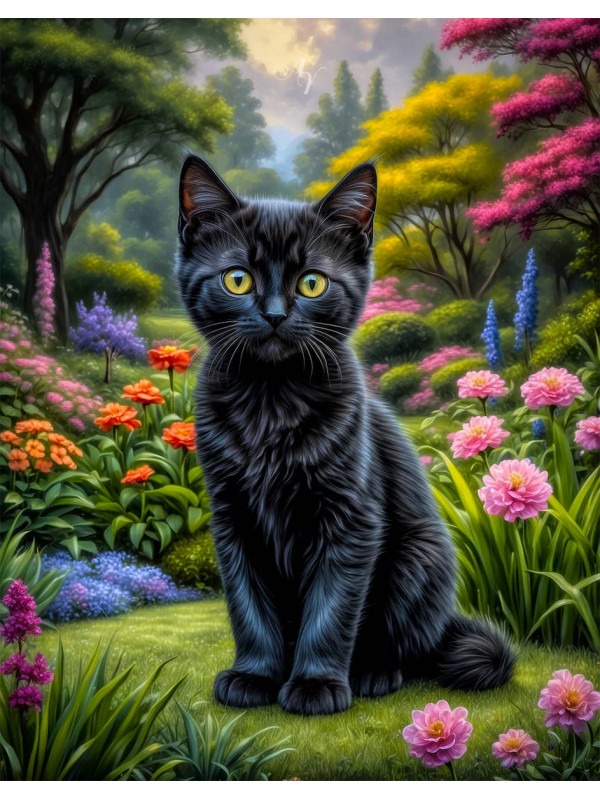 Black Cat and Kitten Portrait Paintings