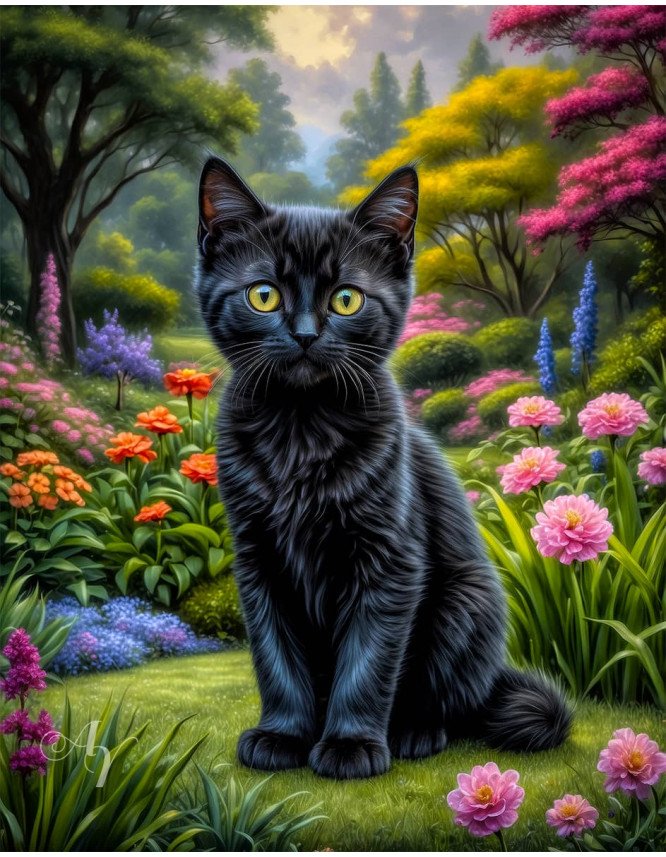 Black Cat Portrait Paintings