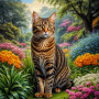 Brown Tabby Cat Portrait Paintings