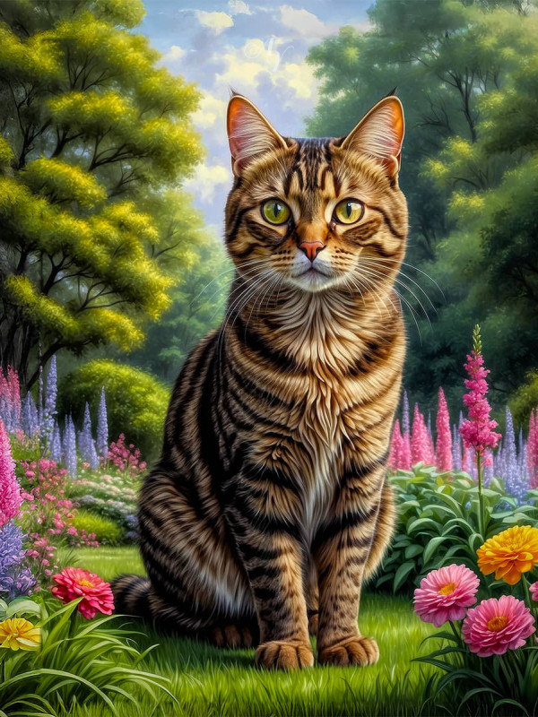 Brown Tabby Cat Portrait Paintings