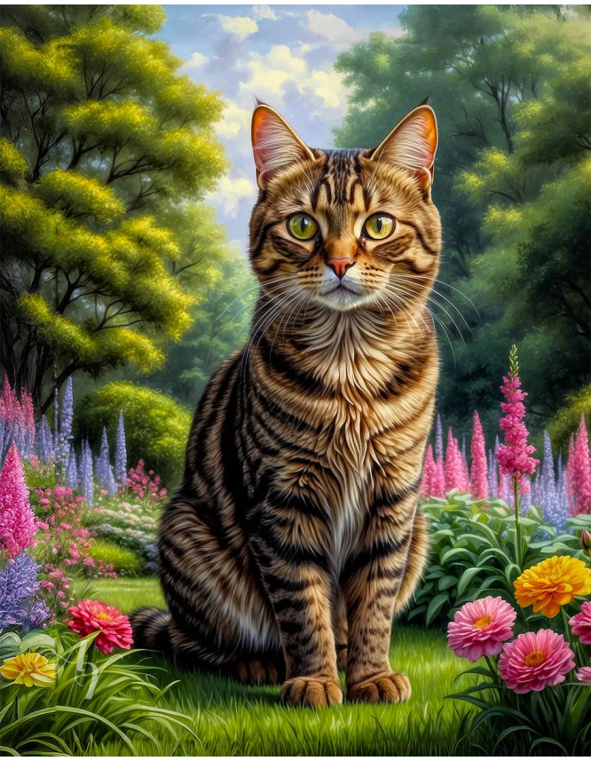 Brown Tabby Cat Portrait Paintings