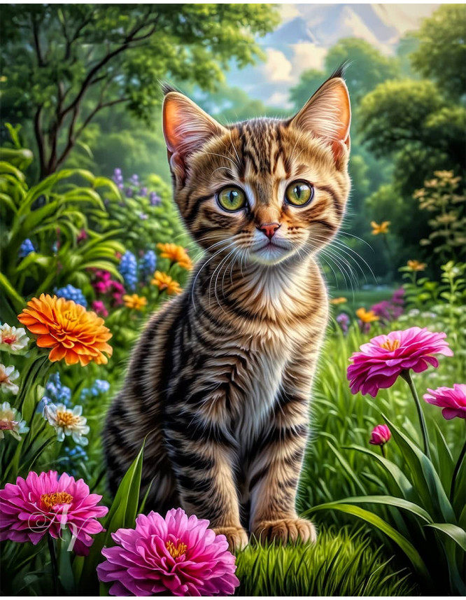 Brown Tabby Cat Portrait Paintings