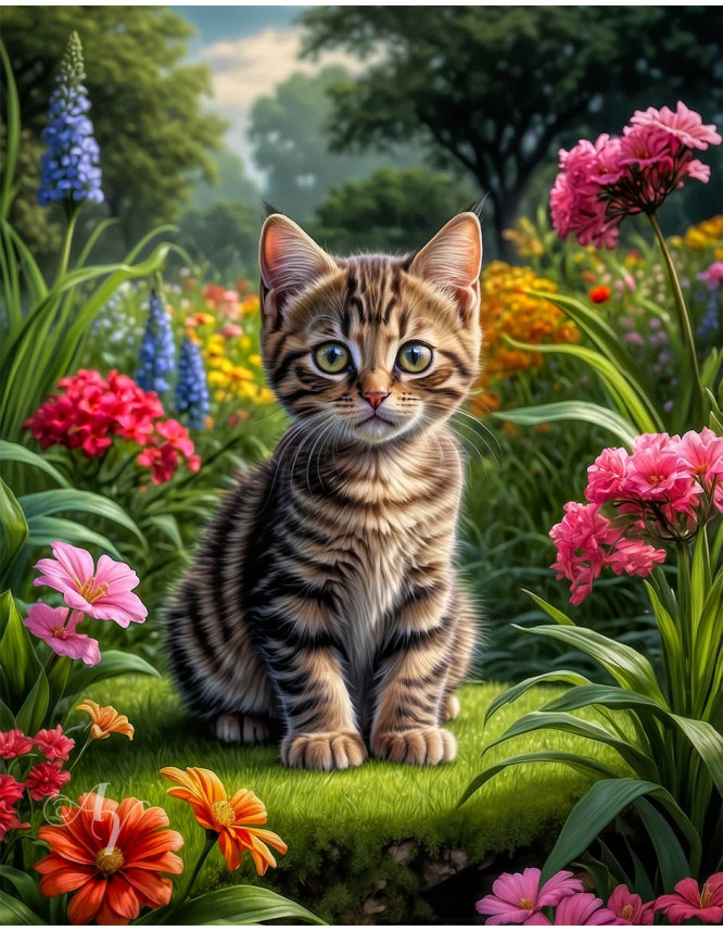 Brown Tabby Cat Portrait Paintings