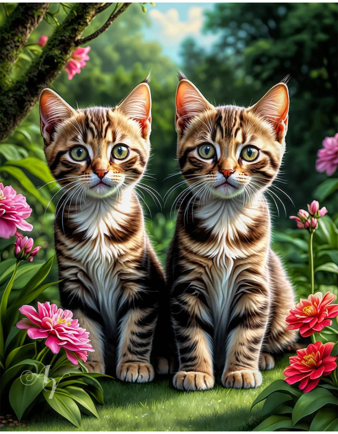 Brown Tabby Cat Portrait Paintings