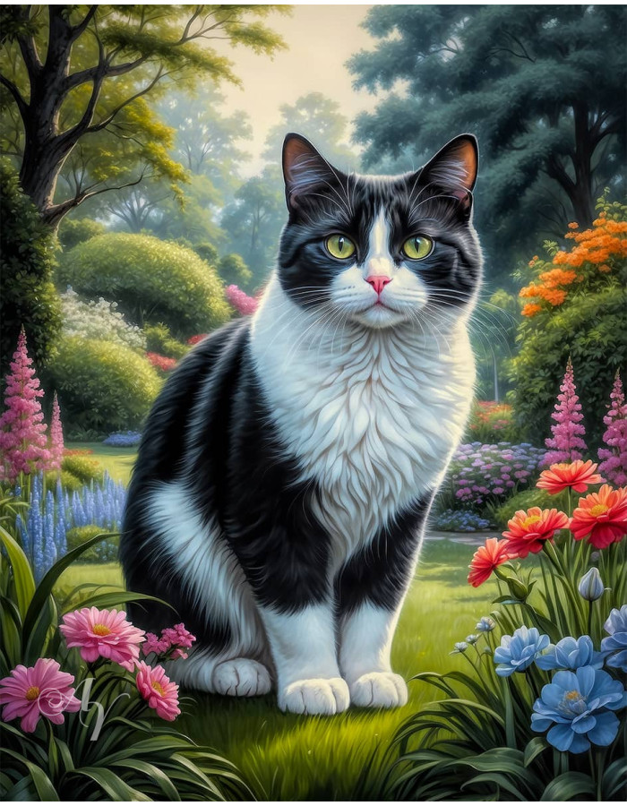 Black - White Cat Portrait Paintings