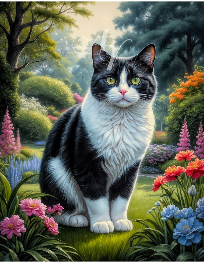 Black - White Cat Portrait Paintings Black - White Cat Portrait Paintings