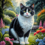 Black - White Cat Portrait Paintings