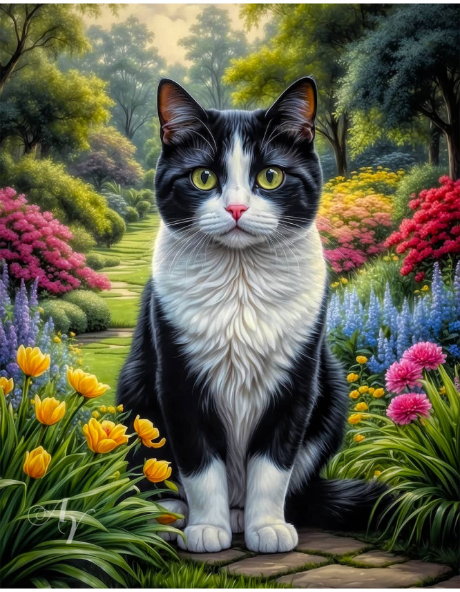 Black - White Cat Portrait Paintings Black - White Cat Portrait Paintings
