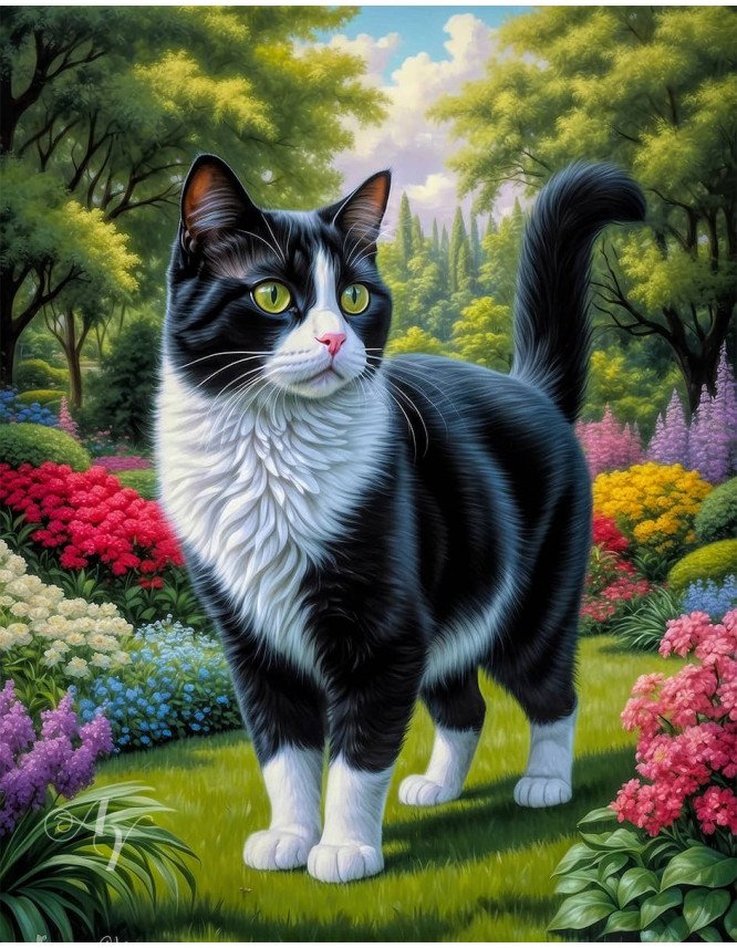 Black - White Cat Portrait Paintings Black - White Cat Portrait Paintings