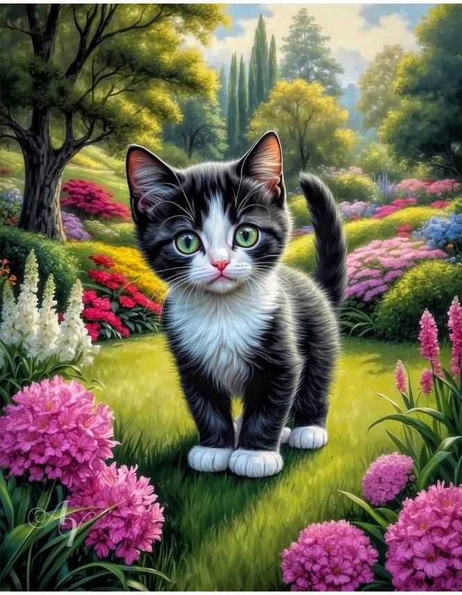 Black - White Cat Portrait Paintings Black - White Cat Portrait Paintings