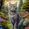 Grey Tabby Cat Portrait Paintings