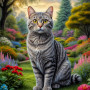Grey Tabby Cat Portrait Paintings