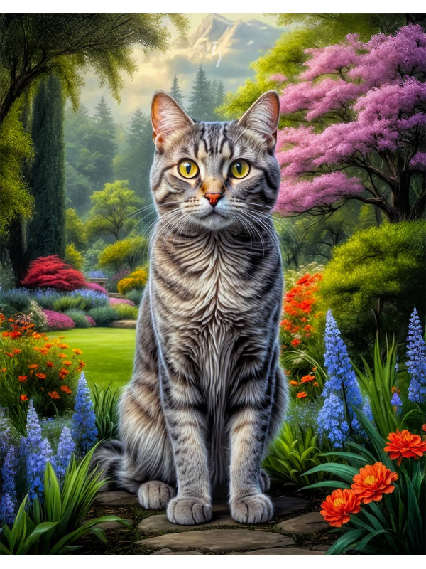 Grey Tabby Cat Portrait Paintings