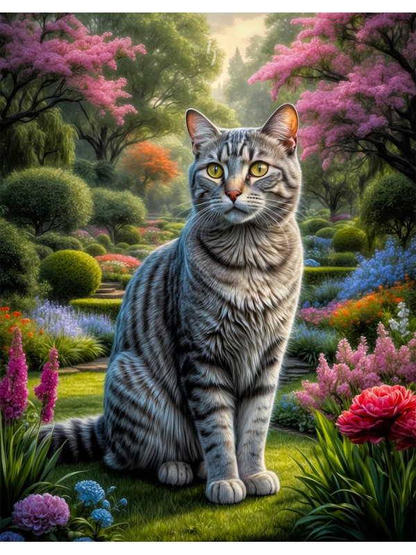 Grey Tabby Cat Portrait Paintings
