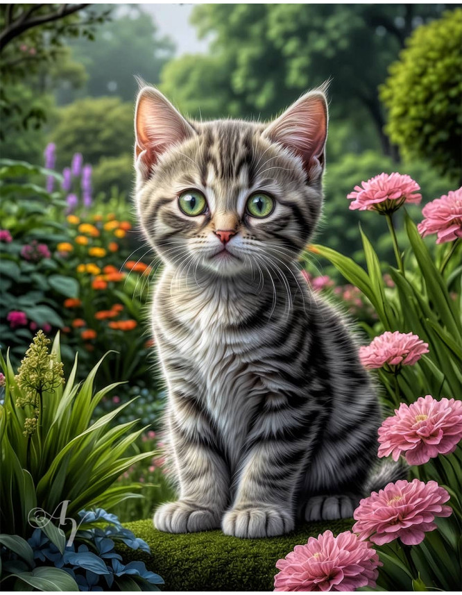Grey Tabby Cat Portrait Paintings Grey Tabby Cat Portrait Paintings