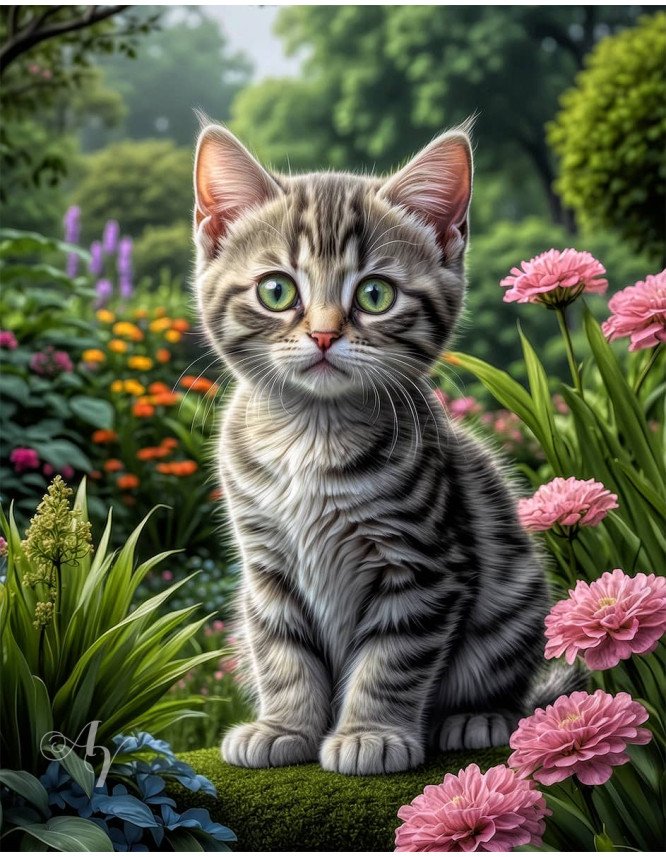 Grey Tabby Cat Portrait Paintings Grey Tabby Cat Portrait Paintings