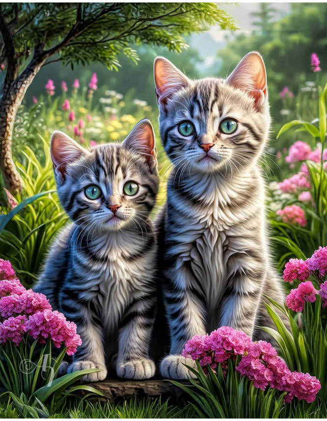 Grey Tabby Cat Portrait Paintings Grey Tabby Cat Portrait Paintings