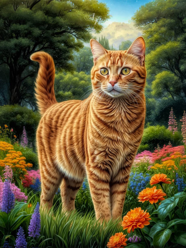 Orange Tabby Cat Portrait Paintings