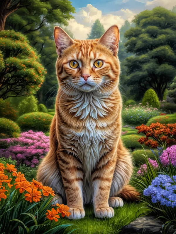 Orange Tabby Cat Portrait Paintings