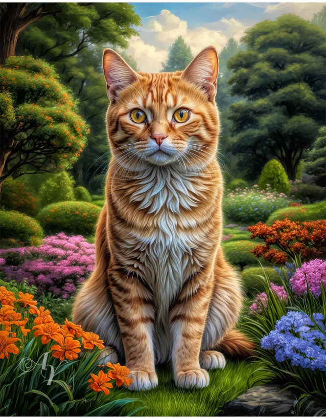 Orange Tabby Cat Portrait Paintings