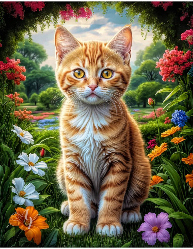 Orange Tabby Cat Portrait Paintings