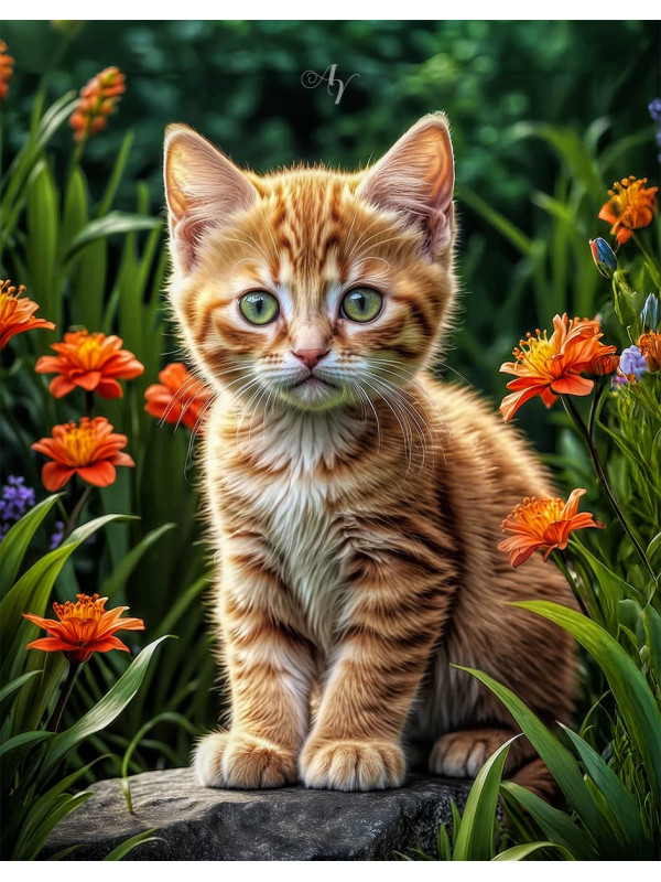 Orange Tabby Cat - Kitten Portrait Paintings