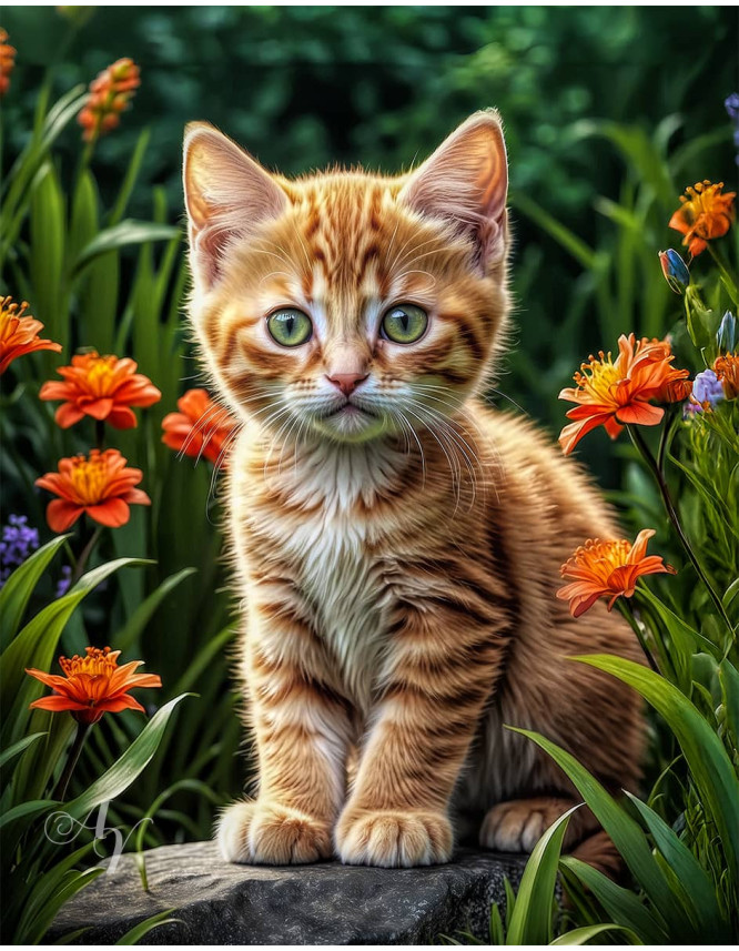 Orange Tabby Cat Portrait Paintings