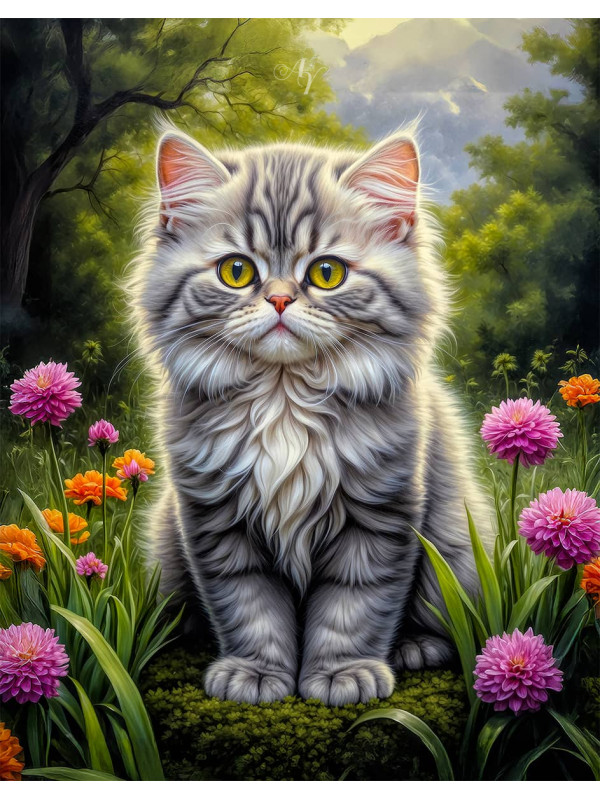 Persian Cat and Kitten Portrait Paintings