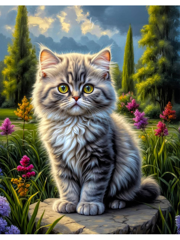 Persian Cat and Kitten Portrait Paintings