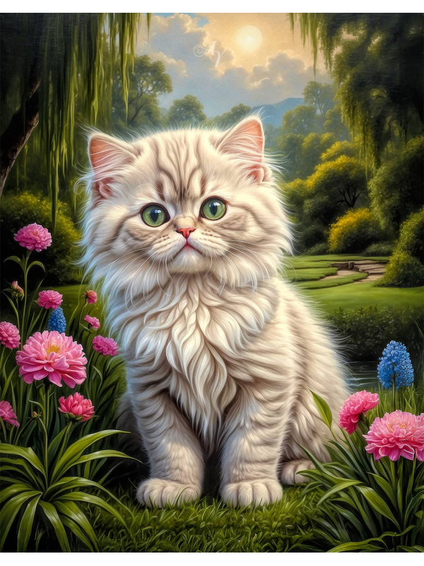 Persian Cat and Kitten Portrait Paintings