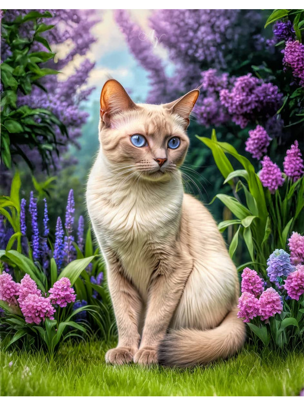 Vibrant Siamese Cat and Kitten Portrait Paintings