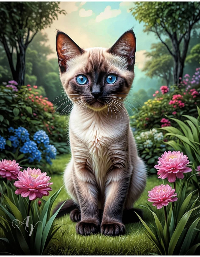 Siamese Cat Portrait Paintings