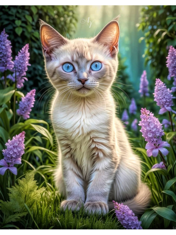 Vibrant Siamese Cat and Kitten Portrait Paintings