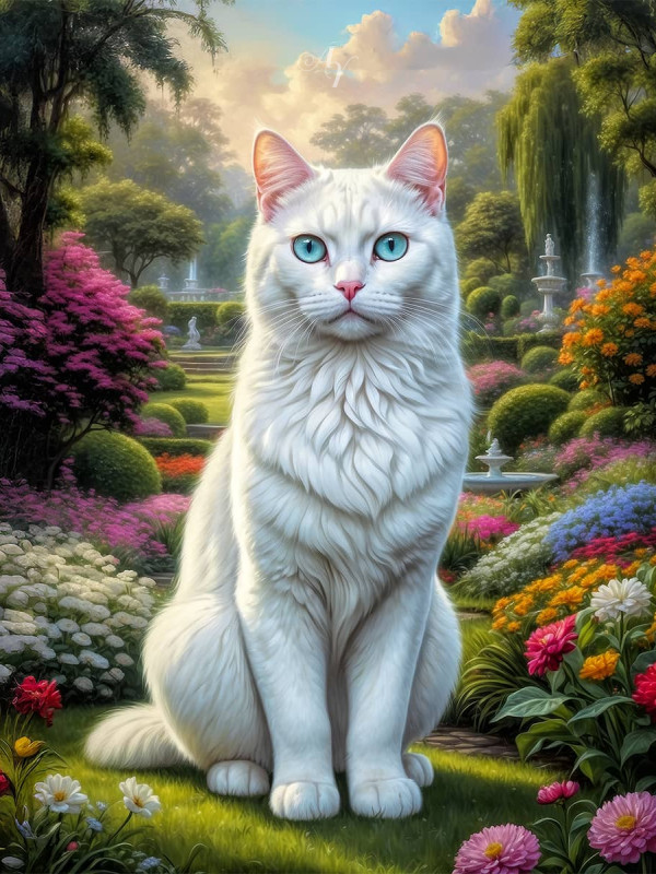 White Cat Portrait Paintings
