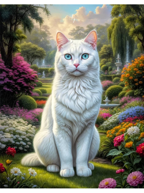 White Cat Portrait Paintings