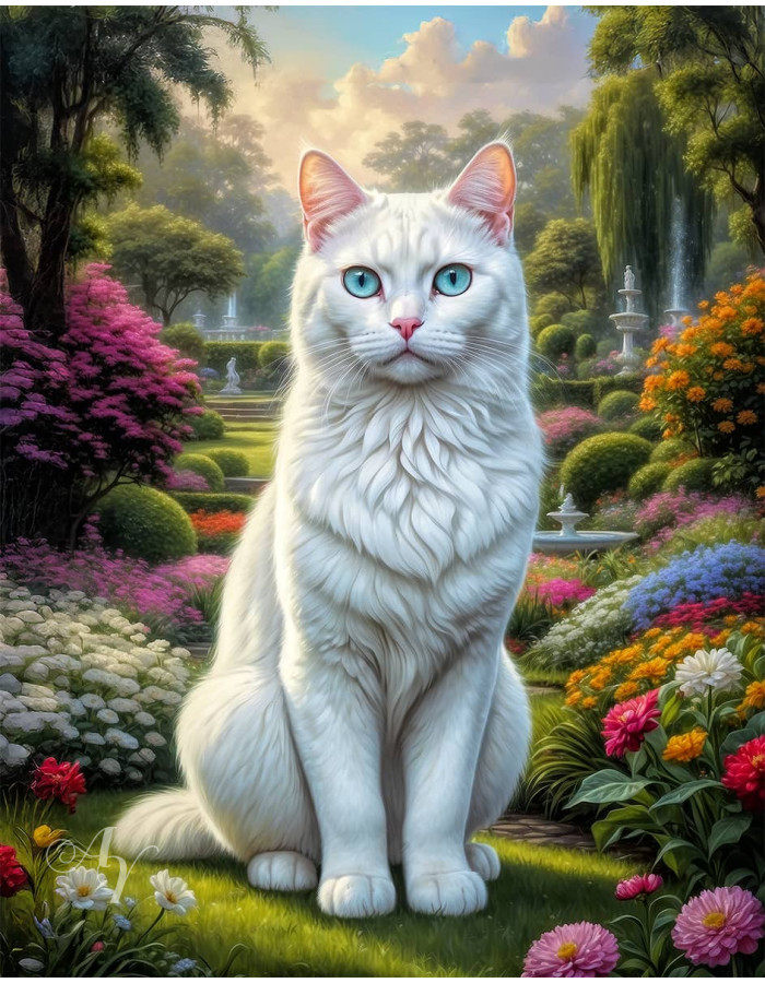 White Cat Portrait Paintings