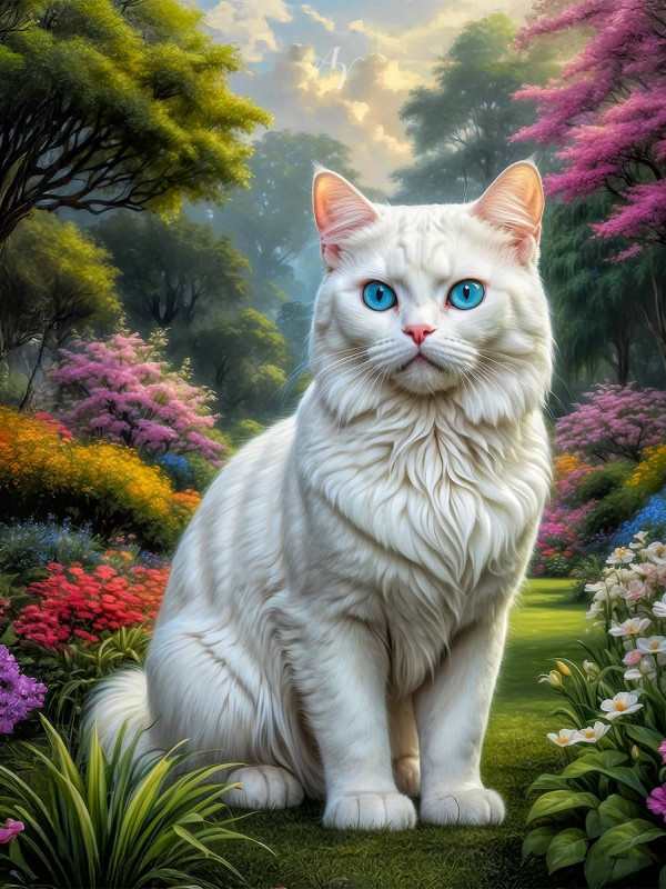 White Cat Portrait Paintings