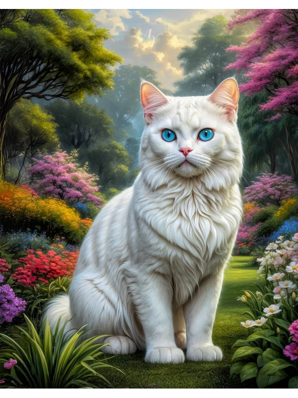 White Cat Portrait Paintings