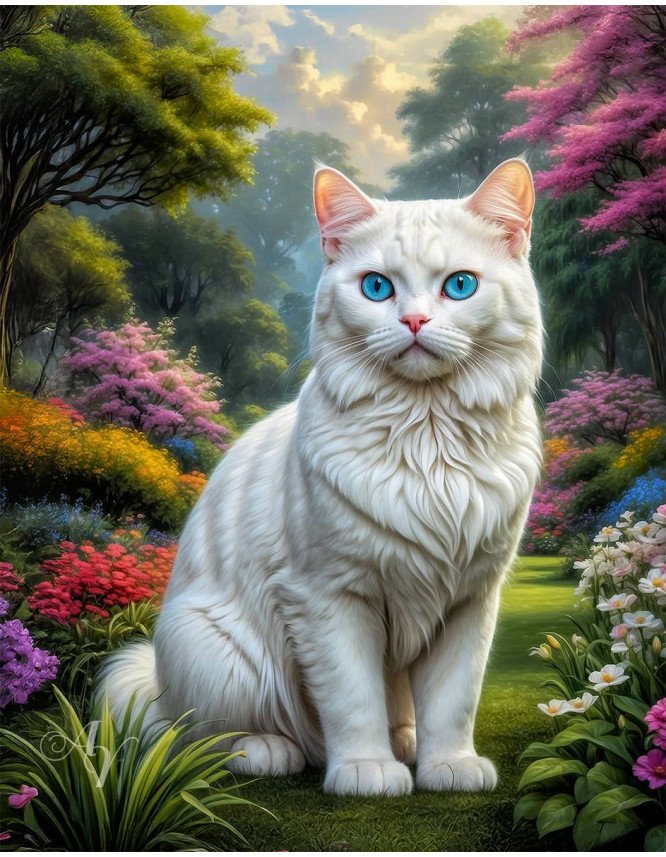 White Cat Portrait Paintings