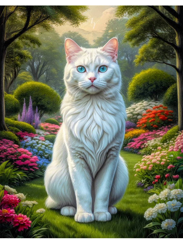 White Cat Portrait Paintings
