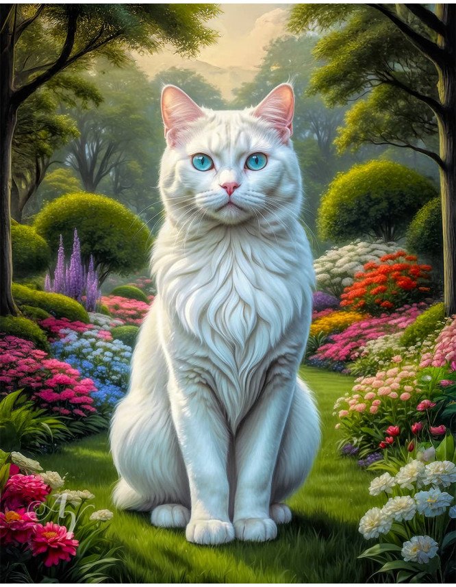 White Cat Portrait Paintings